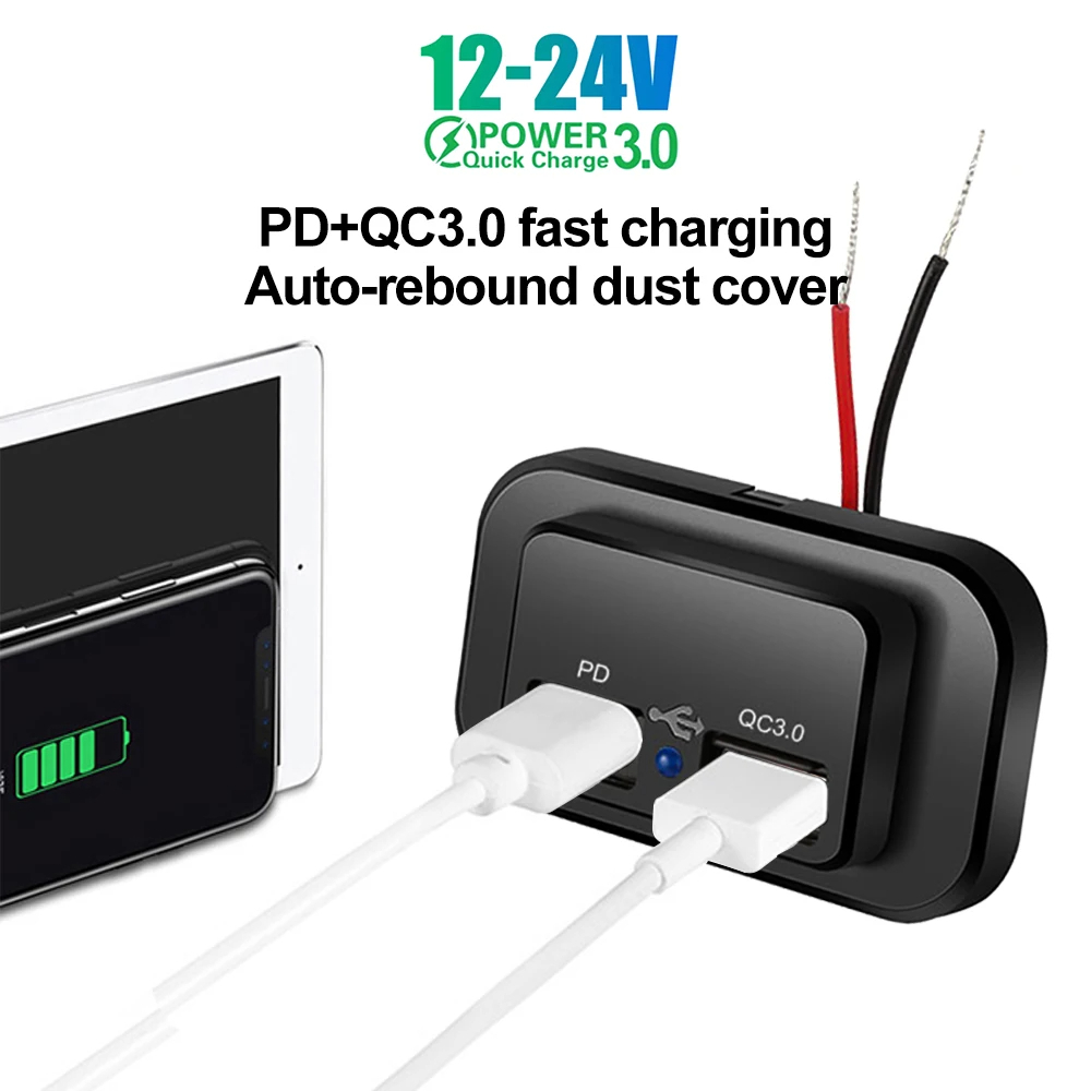 مقبس شاحن السيارة السريع PD QC3.0