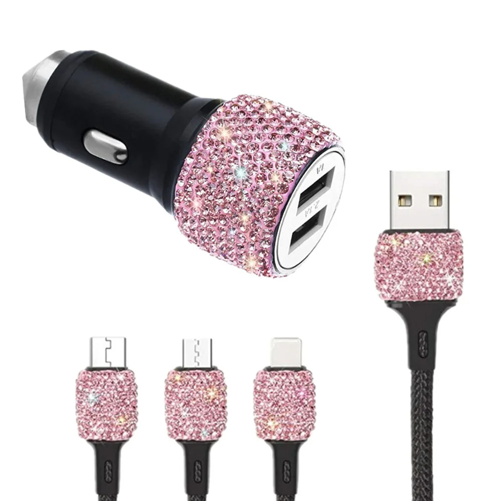شاحن سيارة بلينغ USB مزدوج 5 فولت 2.1A 