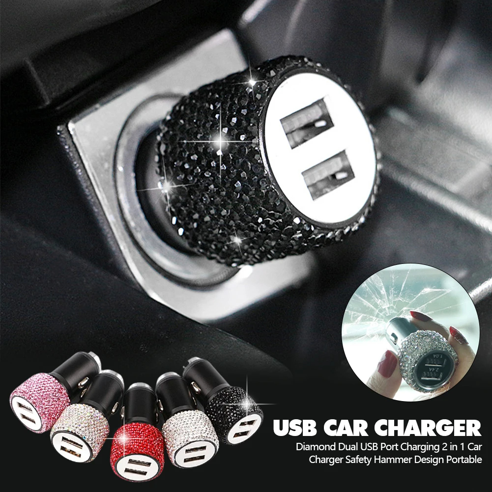 شاحن سيارة بلينغ USB مزدوج 5 فولت 2.1A 